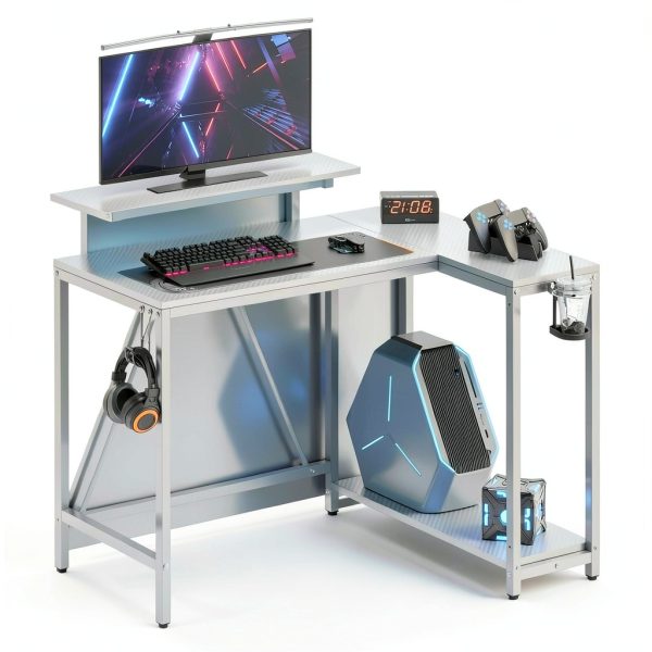 Pinmoco 42 L Shaped LED Gaming Desk with Monitor Stand RGB-2