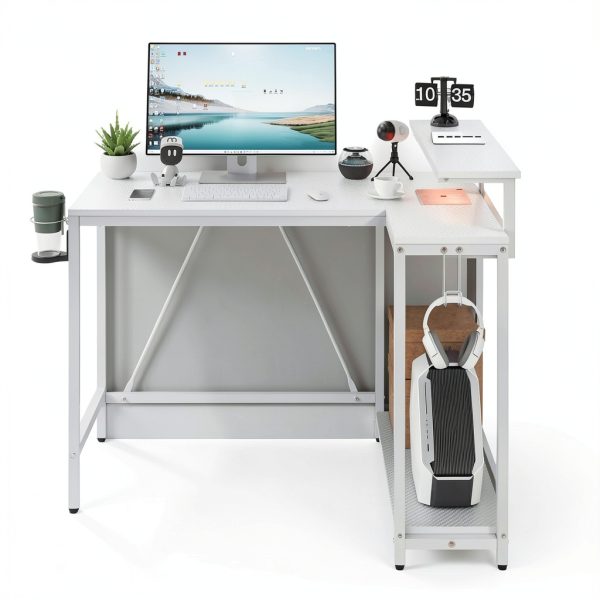 Pinmoco 42 L Shaped LED Gaming Desk with Monitor Stand RGB-3