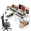 Pinmoco 42 L Shaped LED Gaming Desk with Monitor Stand RGB-1