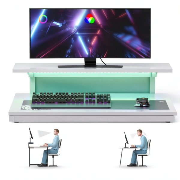 Pinmoco 42 L Shaped LED Gaming Desk with Monitor Stand RGB-5