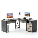 Bestier L Shaped Desk Manual Height Adjustable Ergonomic-0