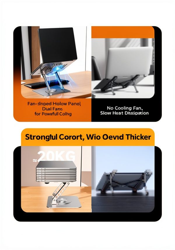 Laptop Stand 360 Swivel Ergonomic Aluminum Adjustable Height-4