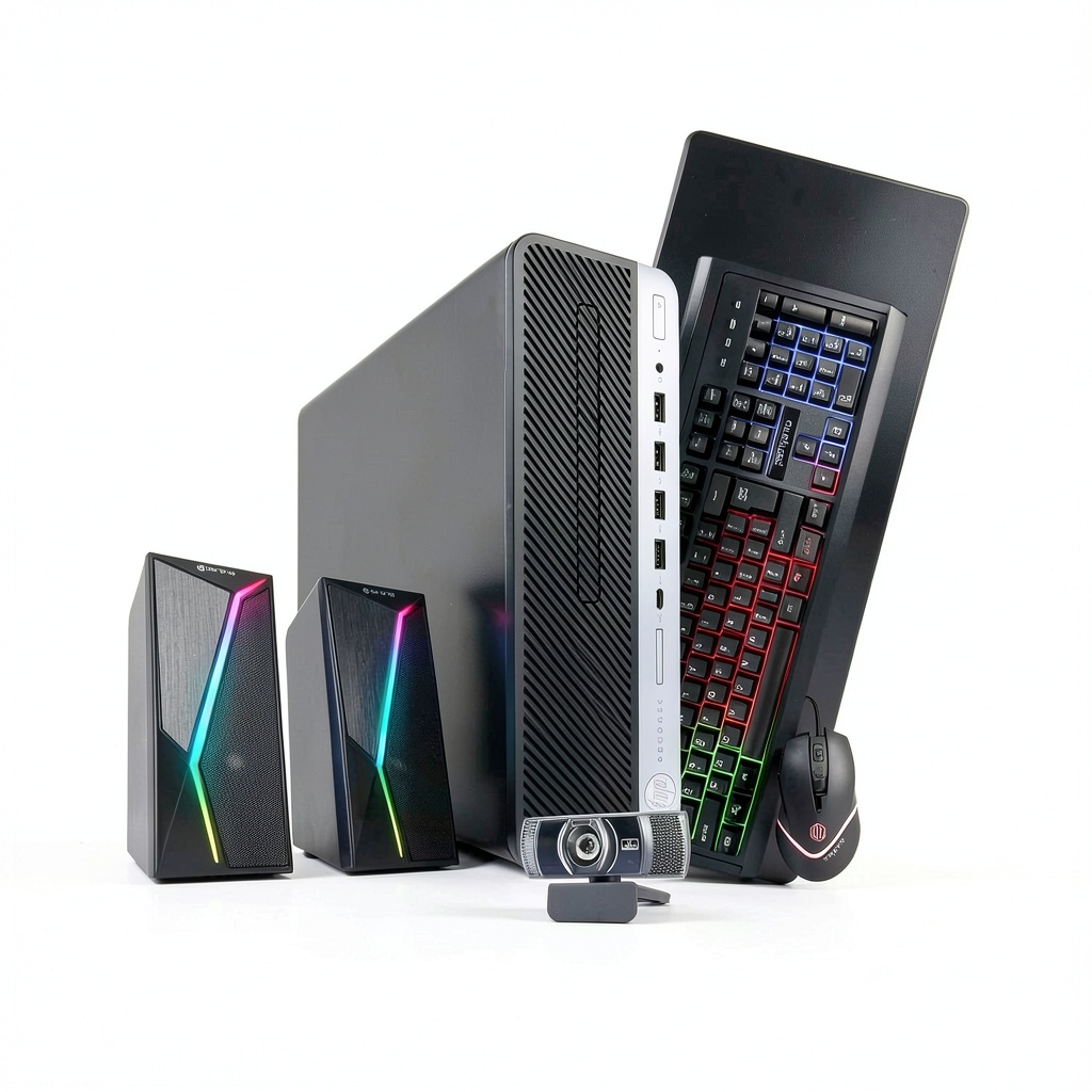 HP ProDesk 600G4 desktop with monitor and accessories on a desk