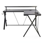 OSP Battlestation L Shaped Gaming Desk RGB LED Lights Black-0