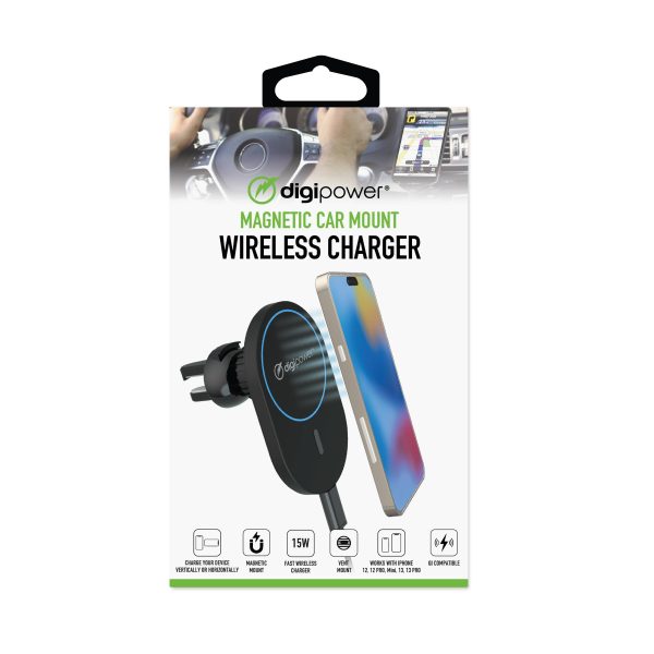 Wireless Charger Digipower Slim Magnetic Car Mount with Fast Charging-3